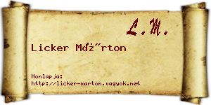 Licker Márton névjegykártya